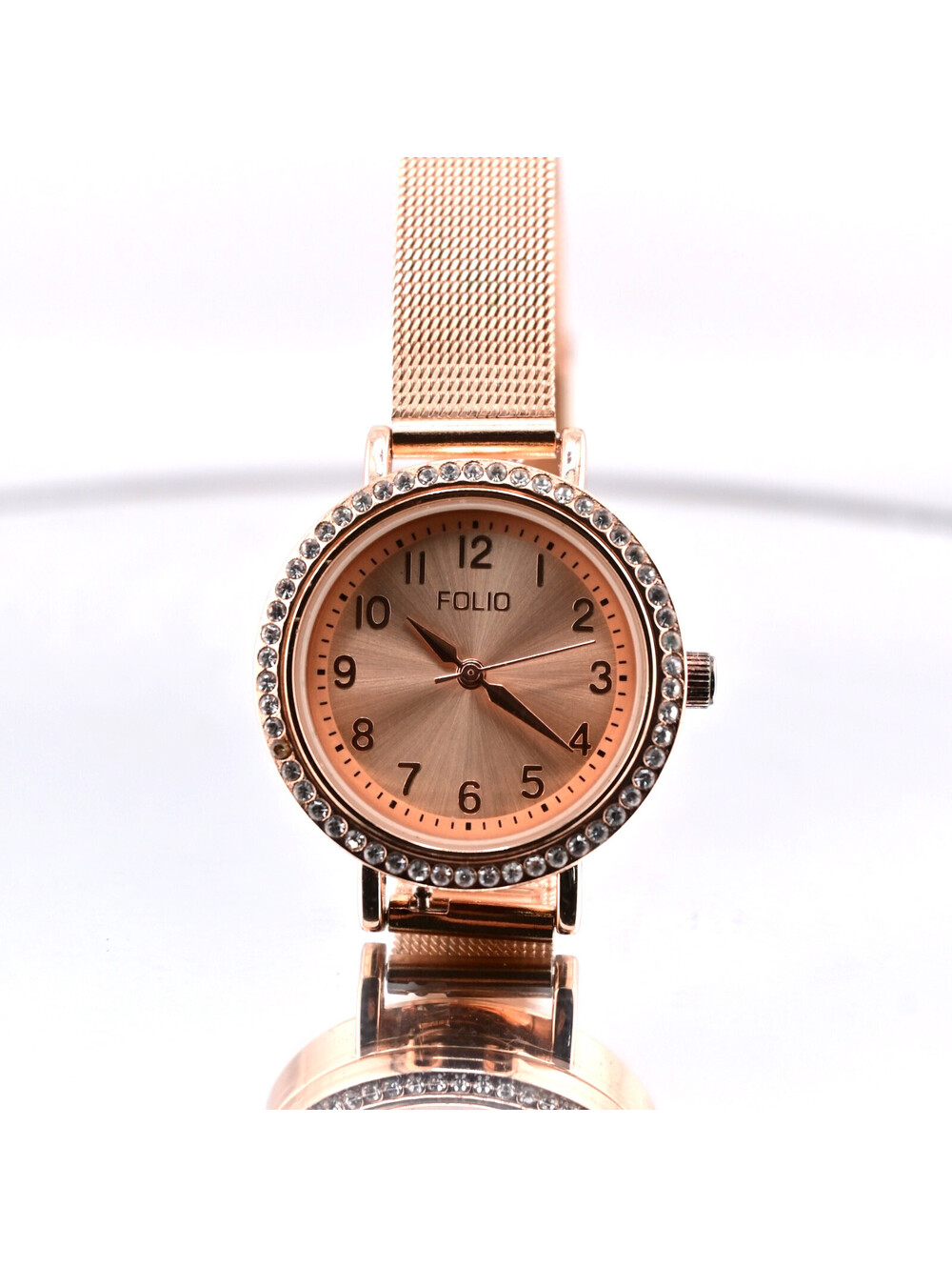 FOLIO FMDFOL870 Rose Gold Tone Quartz Analog Watch adjustable Needs New Battery